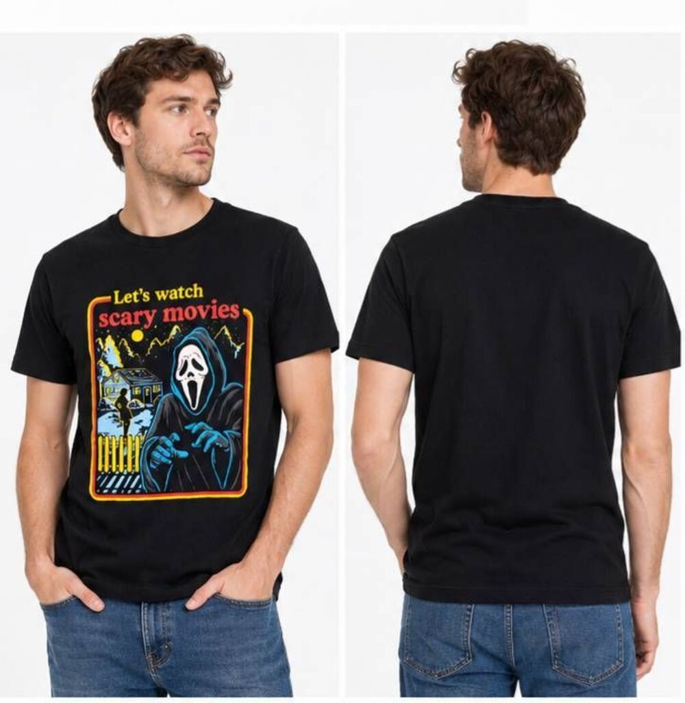 Ghost Face Letβs Watch Scary Movies T-Shirt Menβs M